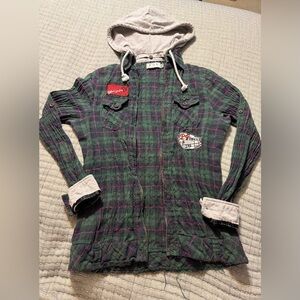 POL Plaid Hoodie Zip Up
